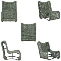 4 Poltronas Texas Em Alumínio Preto Corda Náutica Trama Verde - 5