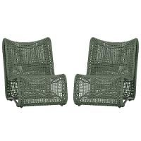 2 Poltronas Texas Em Alumínio Preto Corda Náutica Trama Verde - 1