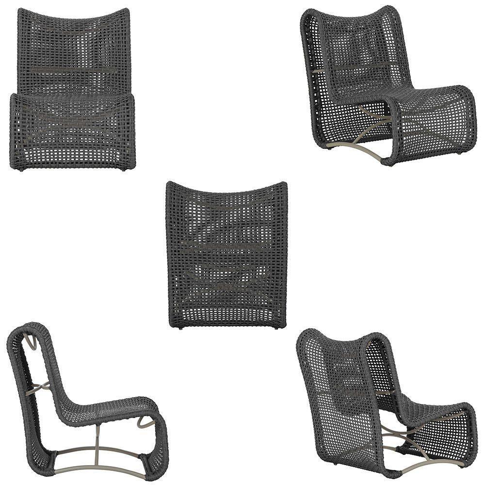 3 Poltronas Texas Em Alumínio Fendi Corda Náutica Trama Preto - 5