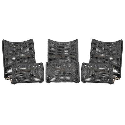 3 Poltronas Texas Em Alumínio Fendi Corda Náutica Trama Preto