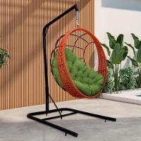 Cadeira Balanço Ninho Suspenso Em Corda Náutica Luxo Com Suporte Ocre-verde - 1