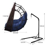 Cadeira Balanço Ninho Suspenso Em Corda Náutica Luxo Com Suporte Marrom-azul - 6