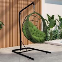 Cadeira Balanço Ninho Suspenso Em Corda Náutica Luxo Com Suporte Verde - 1