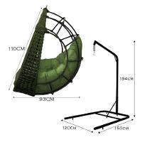 Cadeira Balanço Ninho Suspenso Em Corda Náutica Luxo Com Suporte Verde - 3