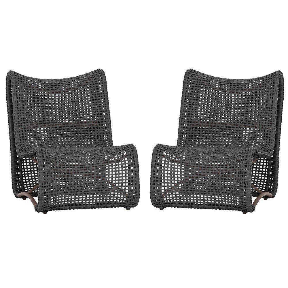 2 Poltronas Texas Em Alumínio Marrom Corda Náutica Trama Preto - 1