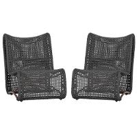 2 Poltronas Texas Em Alumínio Marrom Corda Náutica Trama Preto - 1