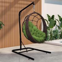 Cadeira Balanço Ninho Suspenso Em Corda Náutica Luxo Com Suporte Marrom-verde - 1