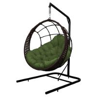 Cadeira Balanço Ninho Suspenso Em Corda Náutica Luxo Com Suporte Marrom-verde - 2