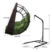 Cadeira Balanço Ninho Suspenso Em Corda Náutica Luxo Com Suporte Marrom-verde - 3