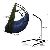 Cadeira Balanço Ninho Suspenso Em Corda Náutica Luxo Com Suporte Verde-azul - 3