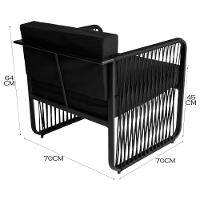 Poltrona Para área Externa Santiago Alumínio E Corda Náutica Preto-preto