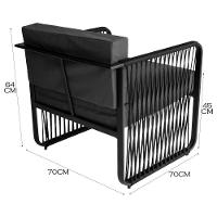 Poltrona Para área Externa Santiago Alumínio E Corda Náutica Preto-cinza - 2