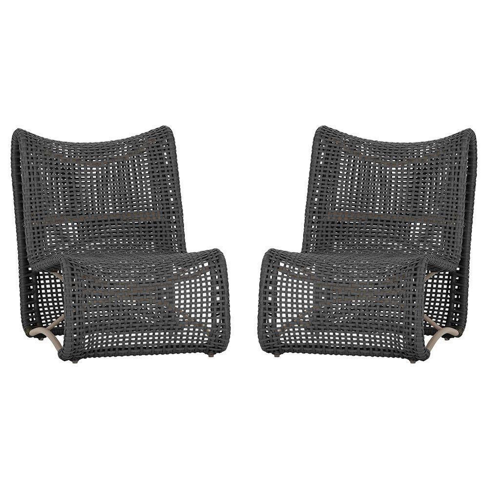 2 Poltronas Texas Em Alumínio Fendi Corda Náutica Trama Preto - 1