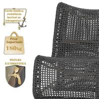 2 Poltronas Texas Em Alumínio Fendi Corda Náutica Trama Preto