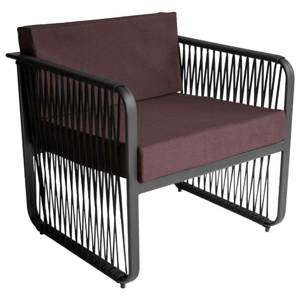 Poltrona Para área Externa Santiago Alumínio E Corda Náutica Preto-marrom - 1