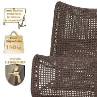 4 Poltronas Texas Em Alumínio Preto Corda Náutica Trama Marrom - 6