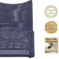 2 Poltronas Texas Em Alumínio Marrom Corda Náutica Trama Azul