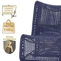 2 Poltronas Texas Em Alumínio Marrom Corda Náutica Trama Azul - 5