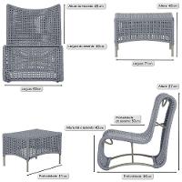 2 Poltronas E Mesa Texas Alumínio Fendi Corda Náutica Trama Prata - 2