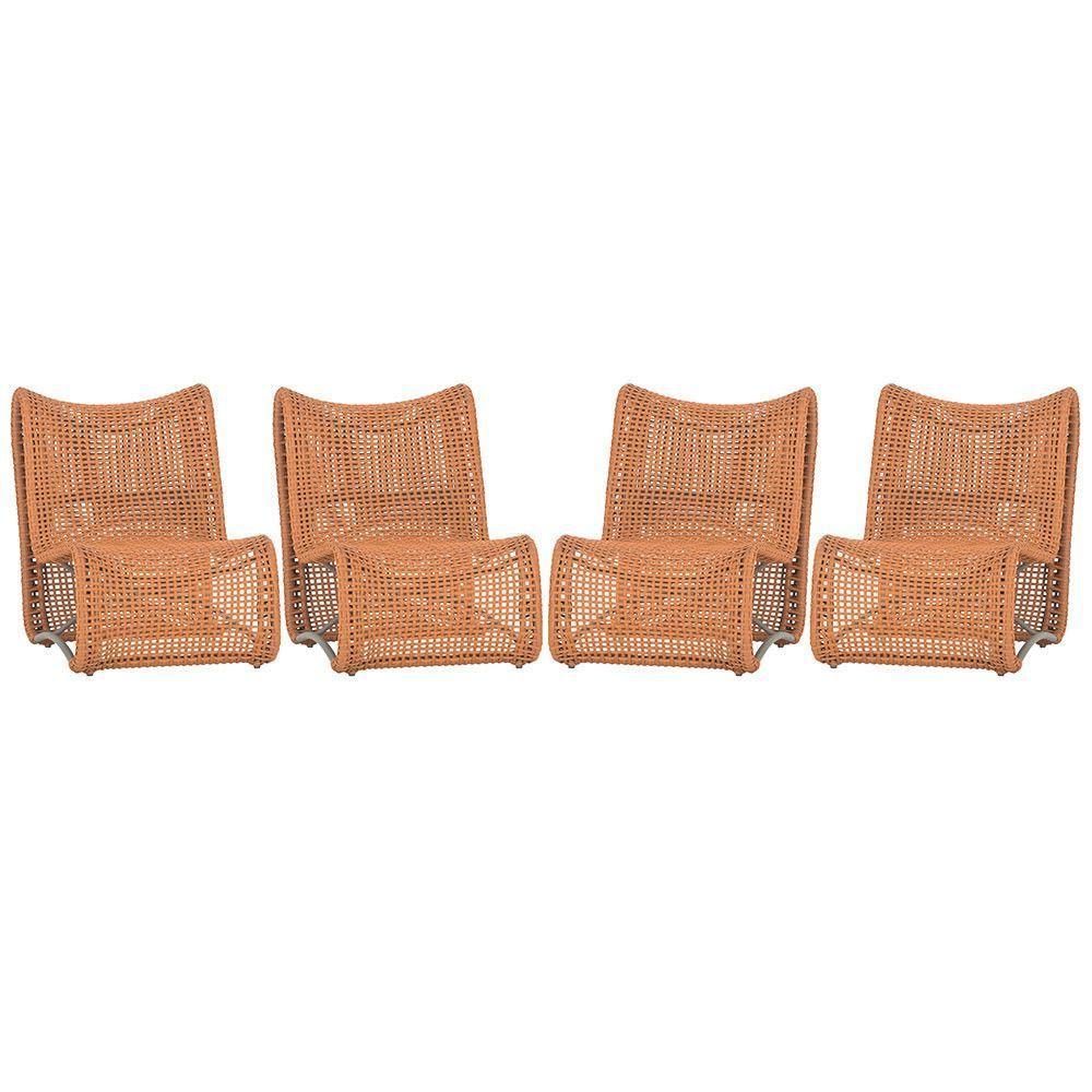 4 Poltronas Texas Em Alumínio Fendi Corda Náutica Trama Terra Cota - 1