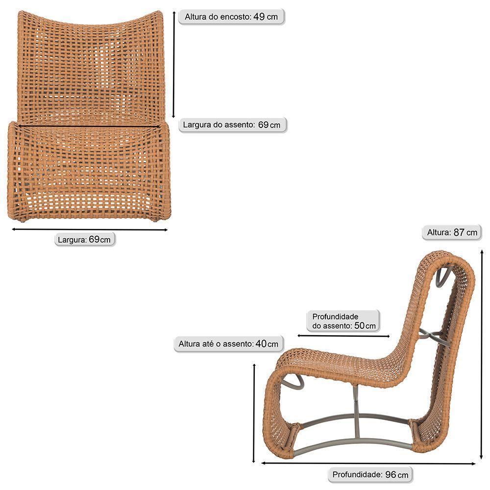 4 Poltronas Texas Em Alumínio Fendi Corda Náutica Trama Terra Cota - 2