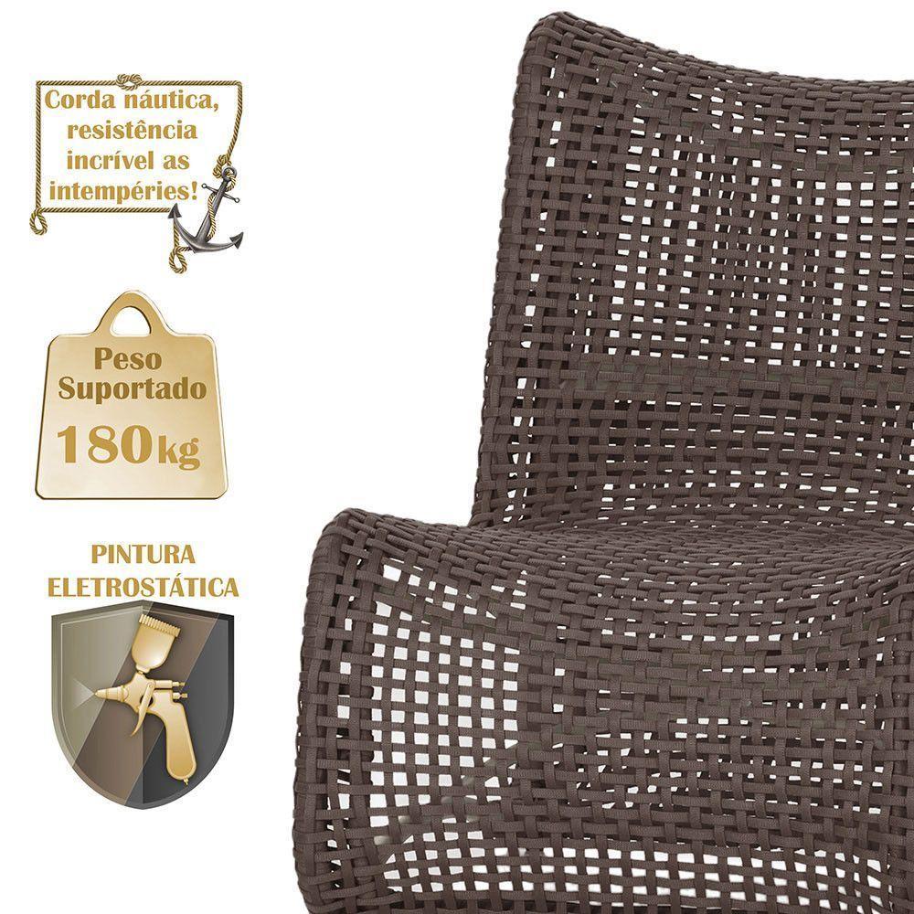 3 Poltronas Texas Em Alumínio Fendi Corda Náutica Trama Marrom - 6