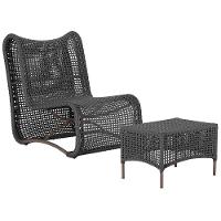 1 Poltrona E Mesa Texas Alumínio Marrom Corda Náutica Trama Preto - 1