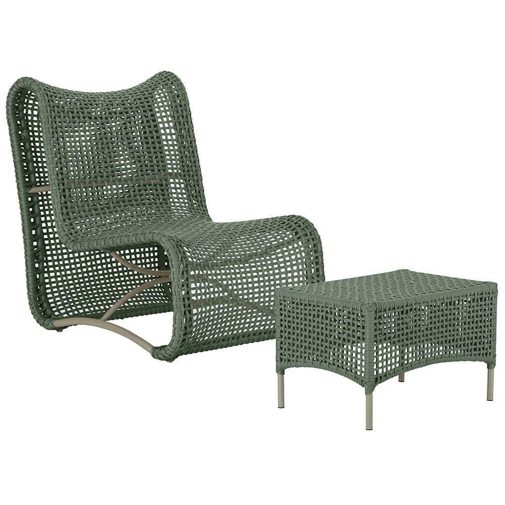 1 Poltrona E Mesa Texas Alumínio Fendi Corda Náutica Trama Verde - 1