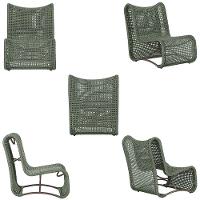 4 Poltronas Texas Em Alumínio Marrom Corda Náutica Trama Verde - 5