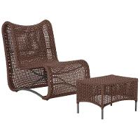 1 Poltrona E Mesa Texas Alumínio Preto Corda Náutica Trama Marrom - 1