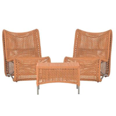 Kit 2 Poltronas E Mesa Texas Alumínio Corda Náutica Fendi Terracota Trama Original