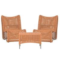 2 Poltronas E Mesa Texas Alumínio Fendi Corda Náutica Trama Terra Cota - 1