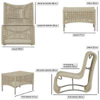 1 Poltrona E Mesa Texas Alumínio Fendi Corda Náutica Trama Rami - 2