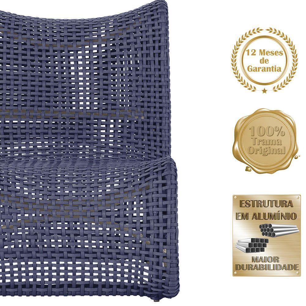 3 Poltronas E Mesa Texas Alumínio Fendi Corda Náutica Trama Azul - 3