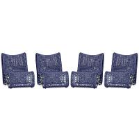 4 Poltronas Texas Em Alumínio Preto Corda Náutica Trama Azul - 1