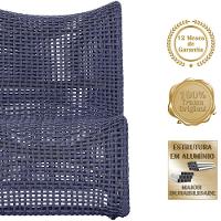 4 Poltronas Texas Em Alumínio Preto Corda Náutica Trama Azul - 3