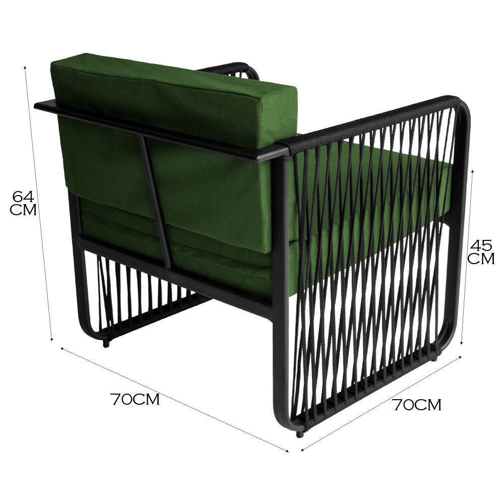 Poltrona Para área Externa Santiago Alumínio E Corda Náutica Preto-verde - 2