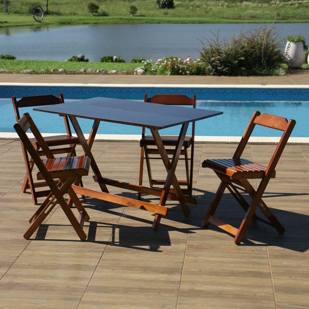 Kit 4 Conjuntos Mesa Bar 120x70 C/ 4 Cadeiras P/ Bar Cor:imbuia - 2