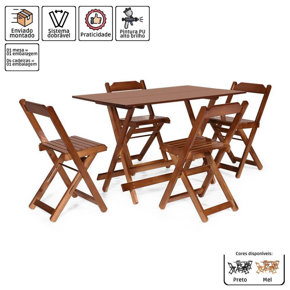 Kit 4 Conjuntos Mesa Bar 120x70 C/ 4 Cadeiras P/ Bar Cor:imbuia - 4