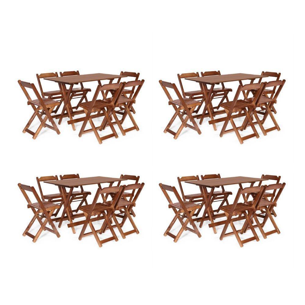 Kit 4 Conjuntos Dobráveis 120 X 70 Com 6 Cadeiras Imbuia - M.b Móveis - 1
