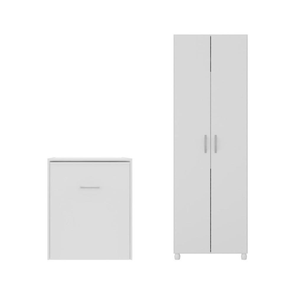 Conjunto De Armário Lavanderia 2 Portas Com Mesa Dobrável Multimóveis Mp5060 Branco - 2
