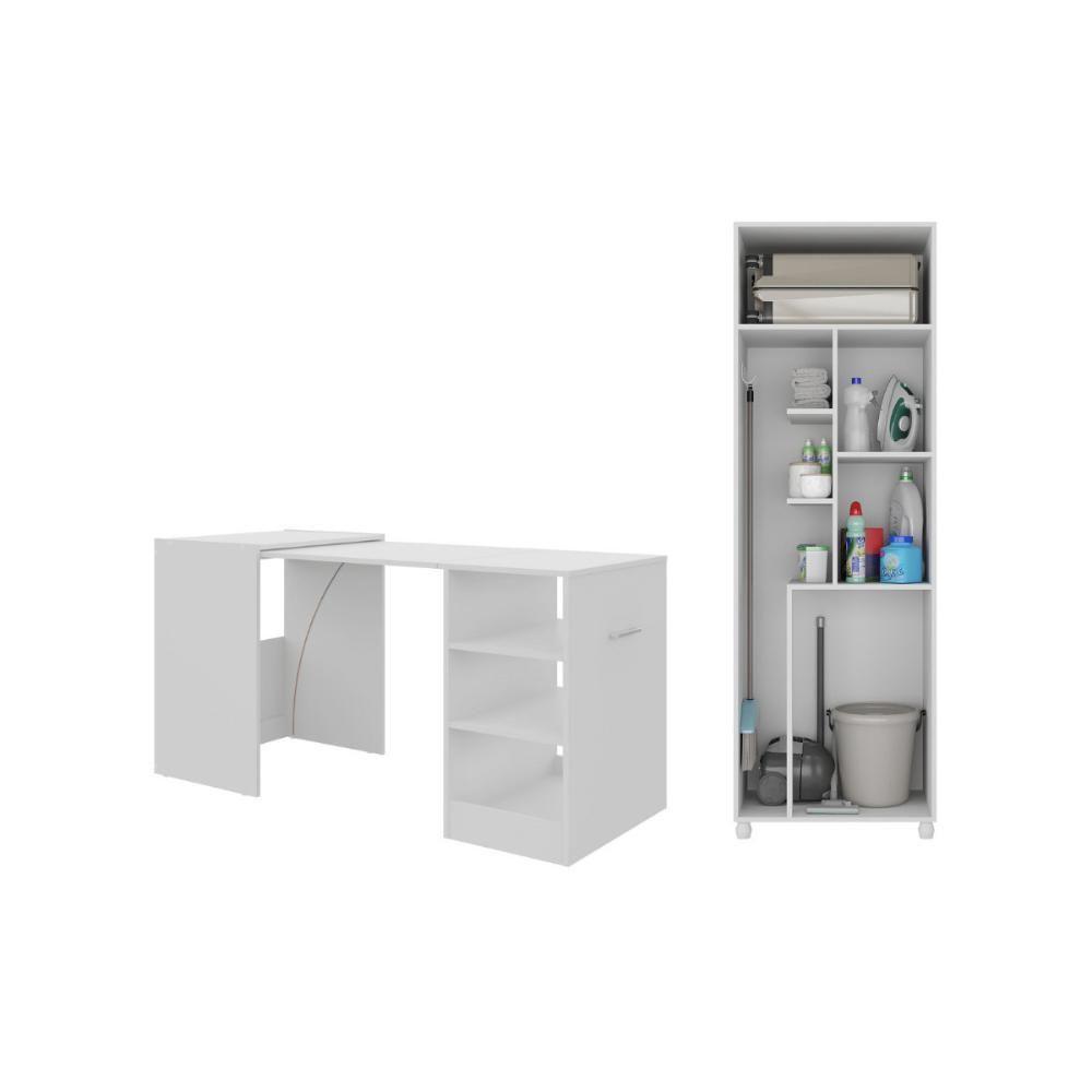 Conjunto De Armário Lavanderia 2 Portas Com Mesa Dobrável Multimóveis Mp5060 Branco - 4