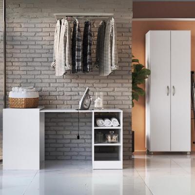 Conjunto De Armário Lavanderia 2 Portas Com Mesa Dobrável Multimóveis Mp5060 Branco