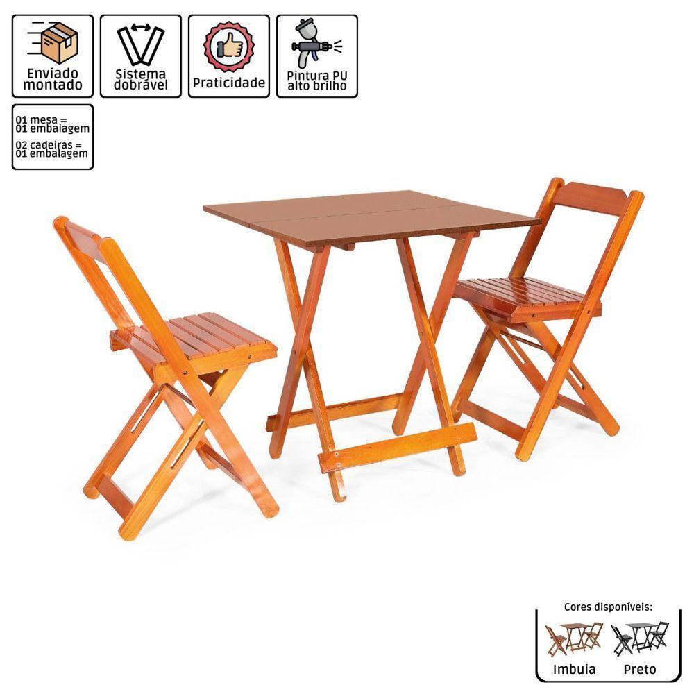 Jogos De Mesa Bar 70 X 70 Com 2 Cadeiras Dobráveis Em Mad. Cor:mel - 3