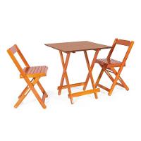 Jogos De Mesa Bar 70 X 70 Com 2 Cadeiras Dobráveis Em Mad. Cor:mel - 1
