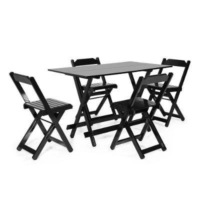 Jogos De Mesa Bar 1,2x70 Com 4 Cadeiras Dobráveis Em Madeira Cor:preto