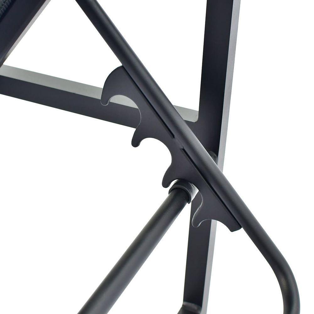 Kit 2 Espreguiçadeiras Alumínio E Tela Sling Amélia Braços De Madeira + Mesa Lateral Ripada Preto - 4