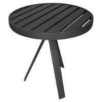 Kit 2 Espreguiçadeiras Alumínio E Tela Sling Amélia Braços De Madeira + Mesa Lateral Ripada Preto - 2