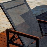 Kit 2 Espreguiçadeiras Alumínio E Tela Sling Amélia Braços De Madeira + Mesa Lateral Ripada Preto - 8