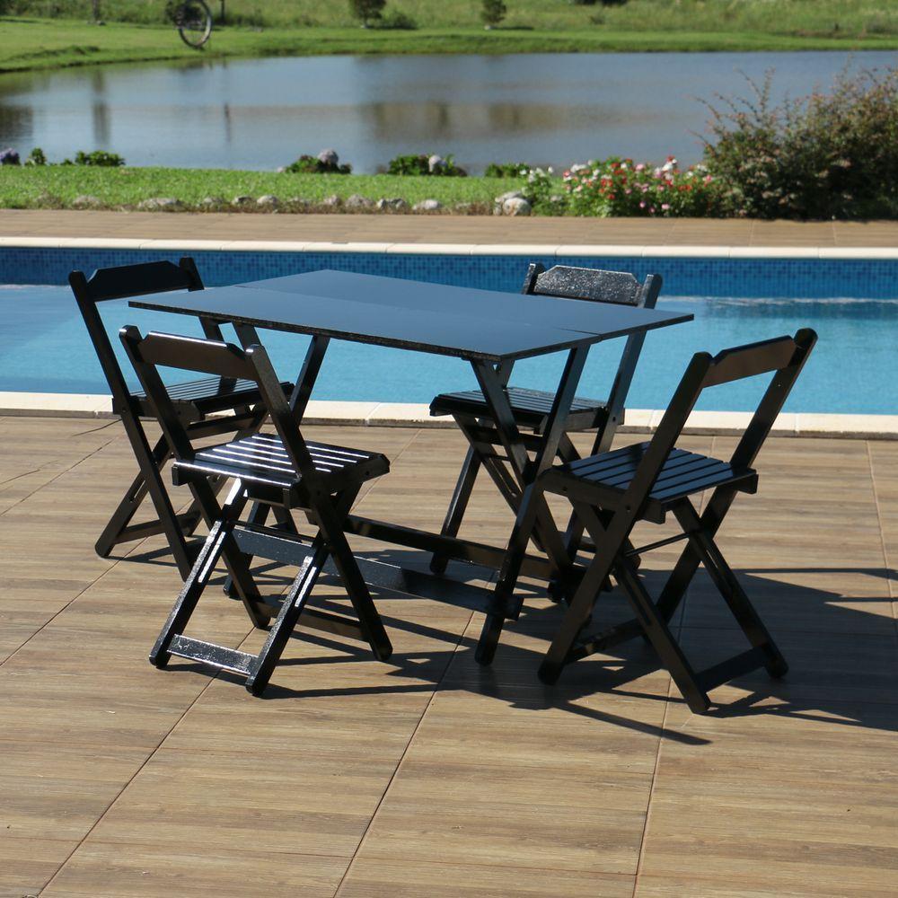 Kit 10 Conjuntos Mesa Bar 120x70 Com  4 Cadeiras Pra Bar Cor:preto - 2